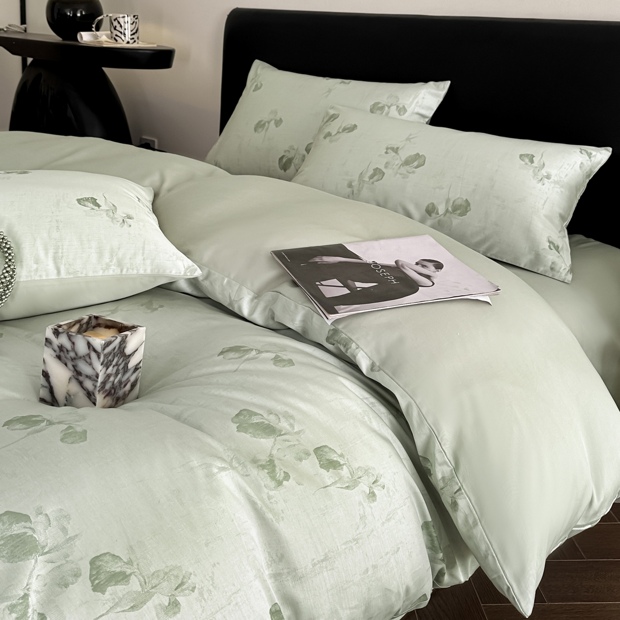 91家纺网 家纺一手货源 找家纺 莱登卡奴 2026新款A类50S天丝棉色织提花系列四件套 伊芙琳