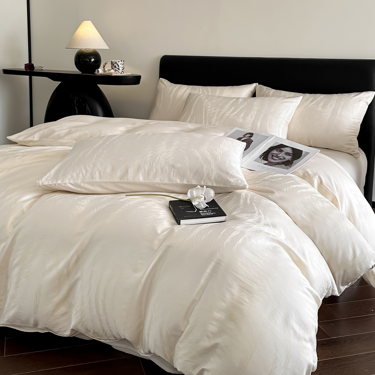 91家纺网 家纺一手货源 找家纺 莱登卡奴 2026新款A类50S天丝棉色织提花系列四件套 云栖处-米