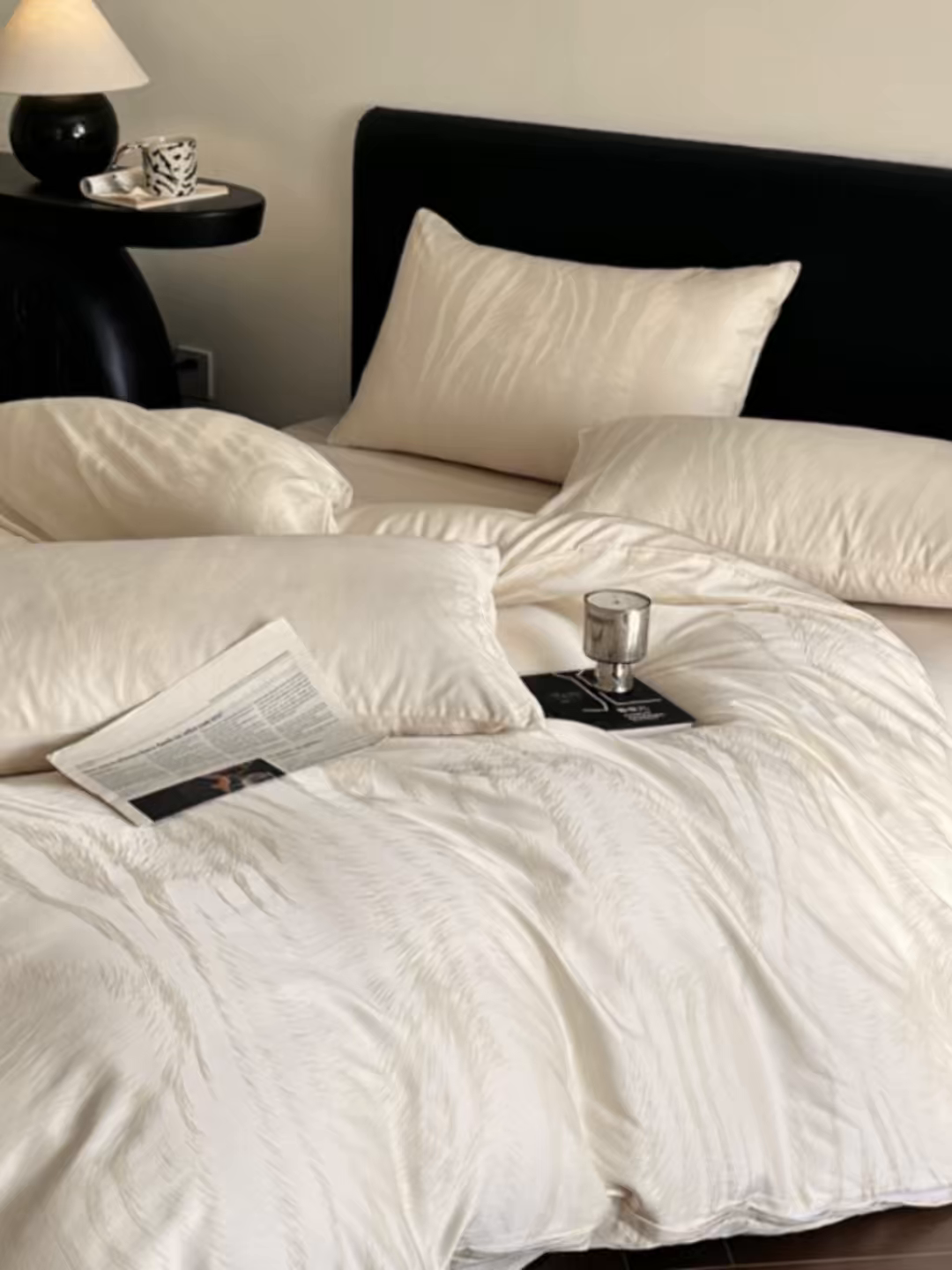 91家纺网 家纺一手货源 找家纺 莱登卡奴 2026新款A类50S天丝棉色织提花系列四件套 云栖处-米