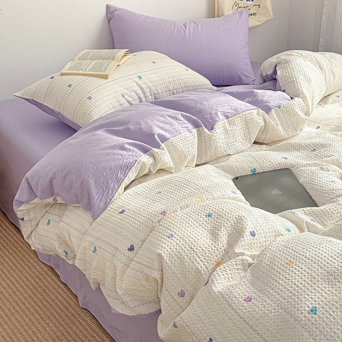 91家纺网 家纺一手货源 找家纺 （总）蓝邻家纺 2026新款全棉纯棉华夫格ins风四件套系列