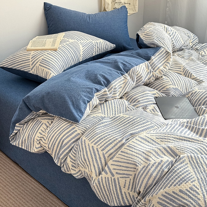 91家纺网 家纺一手货源 找家纺 （总）蓝邻家纺 2026新款全棉纯棉华夫格ins风四件套系列