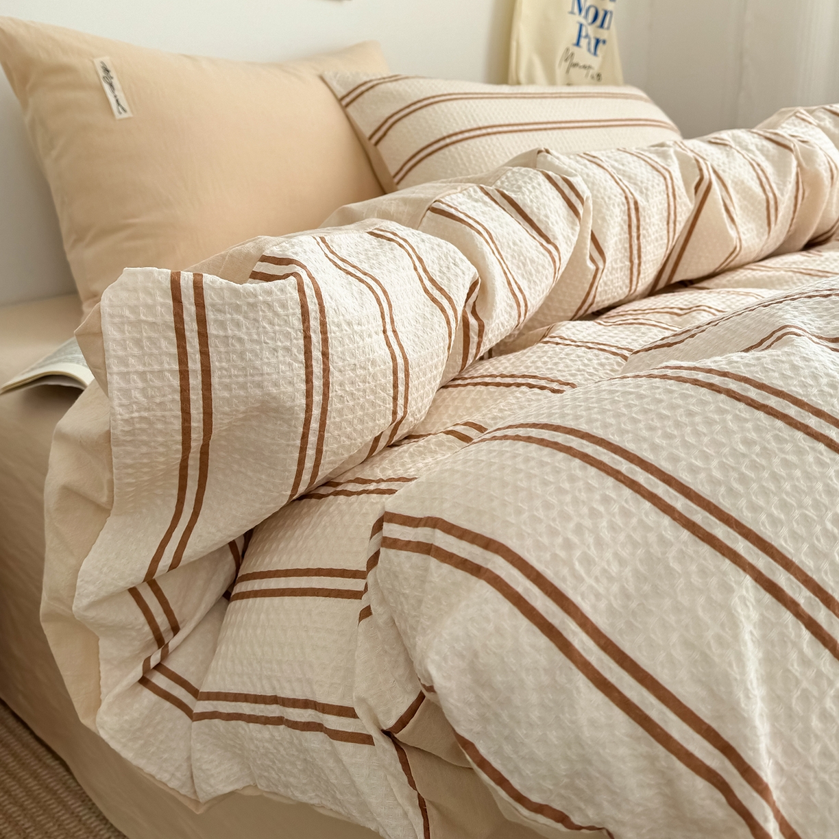 91家纺网 家纺一手货源 找家纺 （总）蓝邻家纺 2026新款全棉纯棉华夫格ins风四件套系列