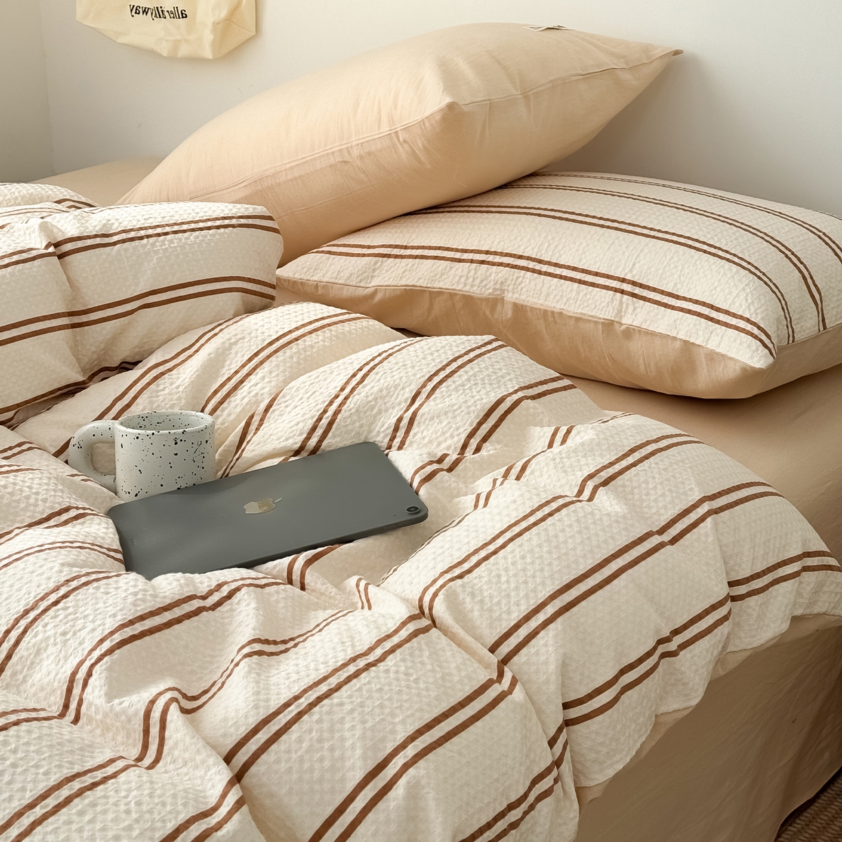 91家纺网 家纺一手货源 找家纺 （总）蓝邻家纺 2026新款全棉纯棉华夫格ins风四件套系列