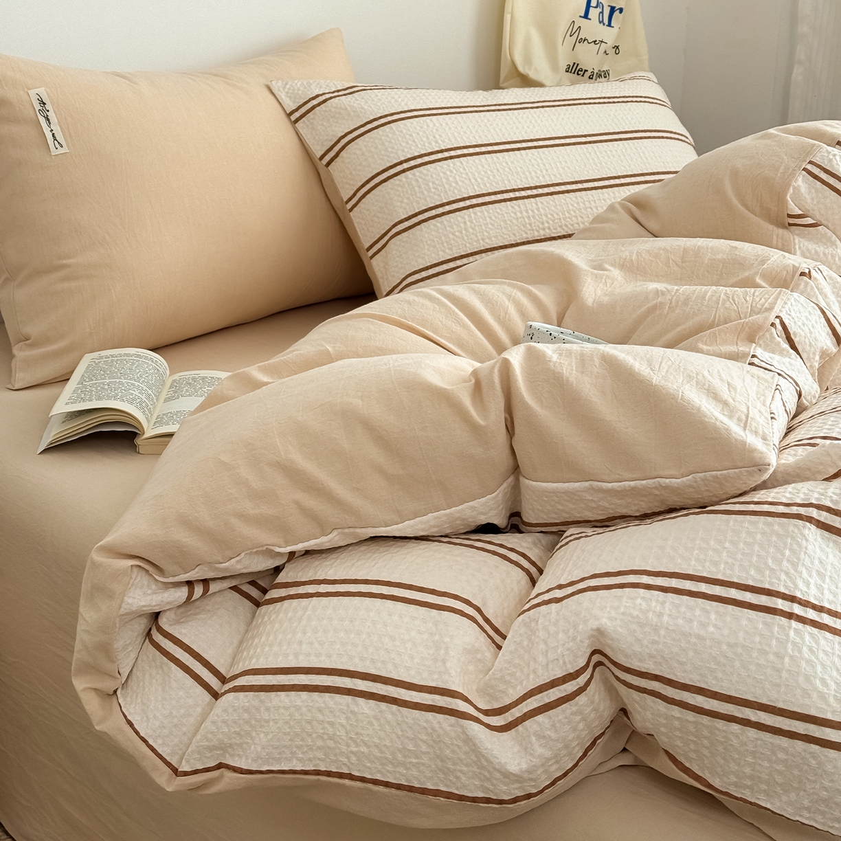 91家纺网 家纺一手货源 找家纺 （总）蓝邻家纺 2026新款全棉纯棉华夫格ins风四件套系列