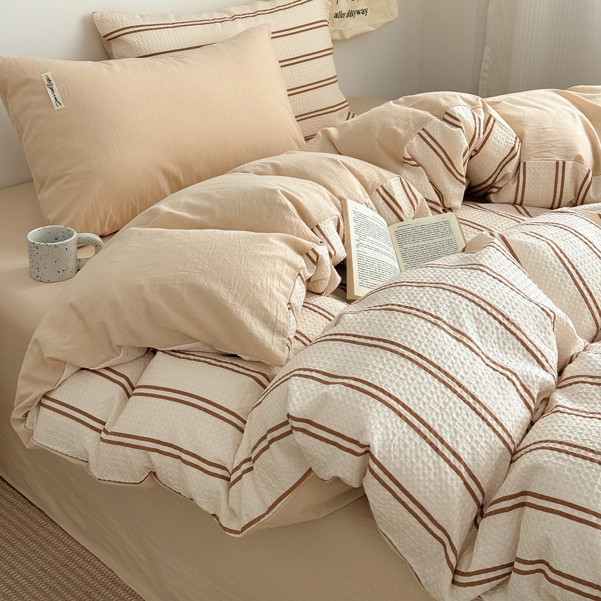 91家纺网 家纺一手货源 找家纺 （总）蓝邻家纺 2026新款全棉纯棉华夫格ins风四件套系列