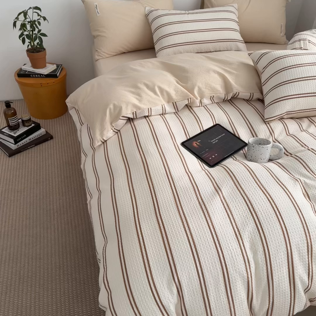 91家纺网 家纺一手货源 找家纺 （总）蓝邻家纺 2026新款全棉纯棉华夫格ins风四件套系列