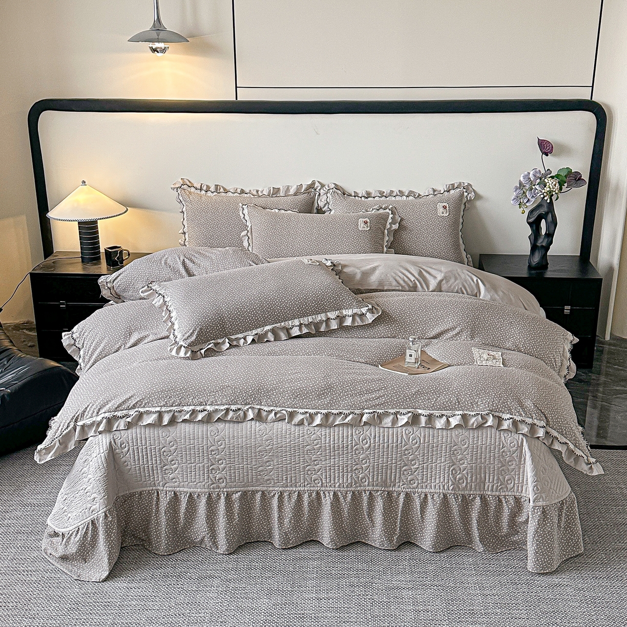 91家纺网 家纺一手货源 找家纺 （总）梓之赫 2026新款云感纱夹棉床盖四件套-小美满