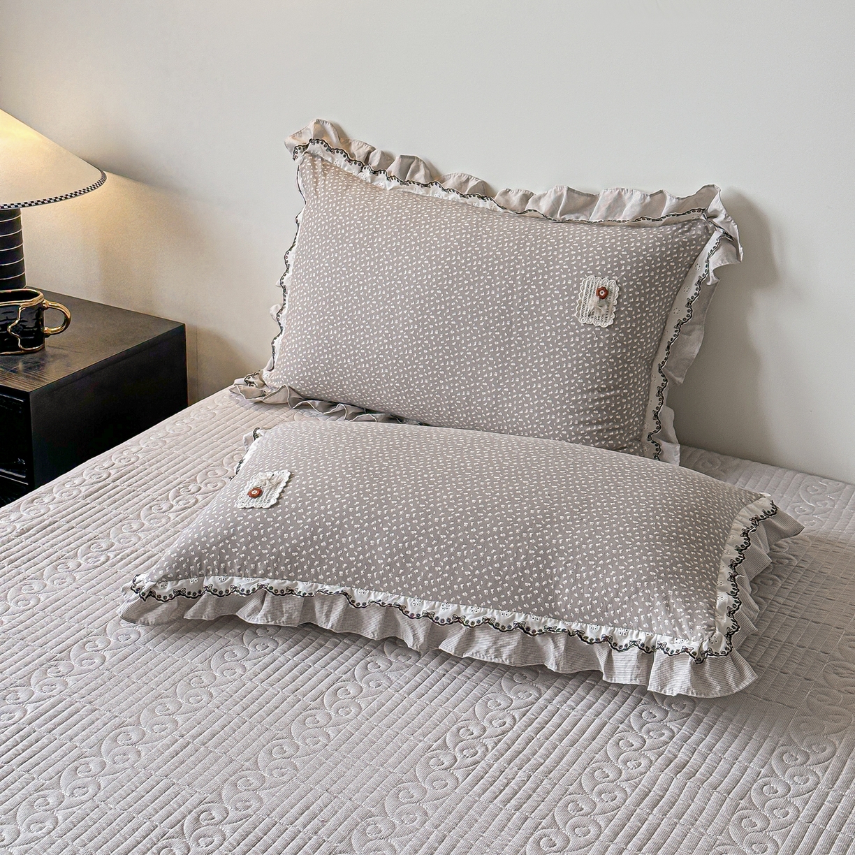 91家纺网 家纺一手货源 找家纺 （总）梓之赫 2026新款云感纱夹棉床盖四件套-小美满