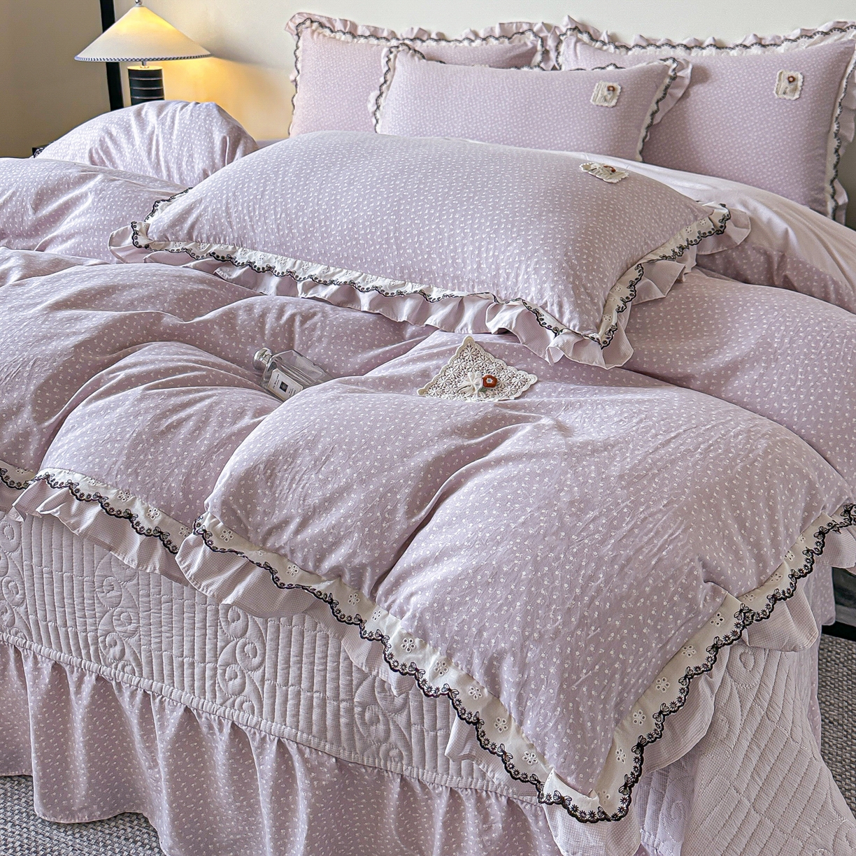 梓之赫 2026新款云感纱夹棉床盖四件套-小美满 小美满-蜜合紫