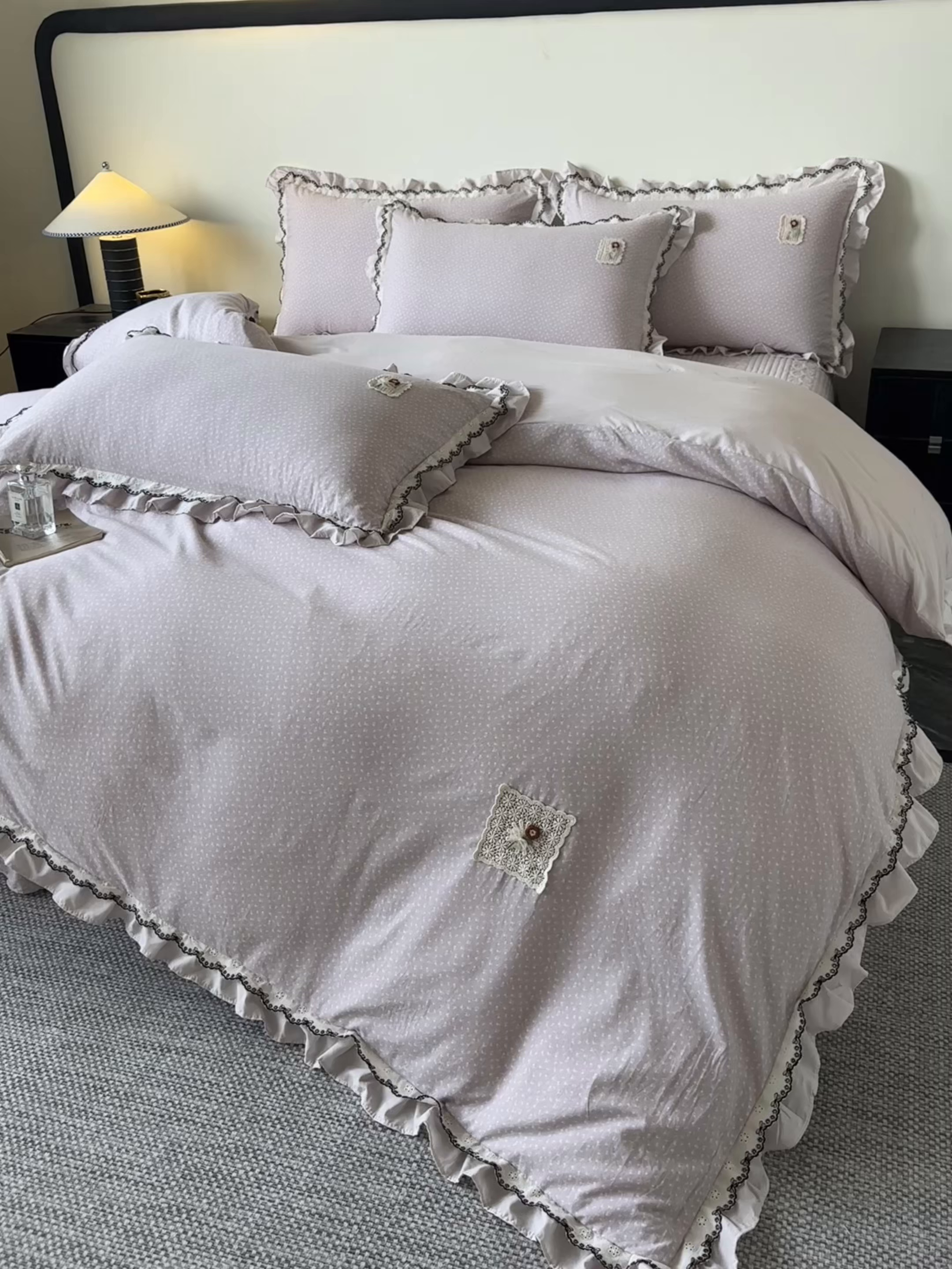 91家纺网 家纺一手货源 找家纺 梓之赫 2026新款云感纱夹棉床盖四件套-小美满 小美满-蜜合紫