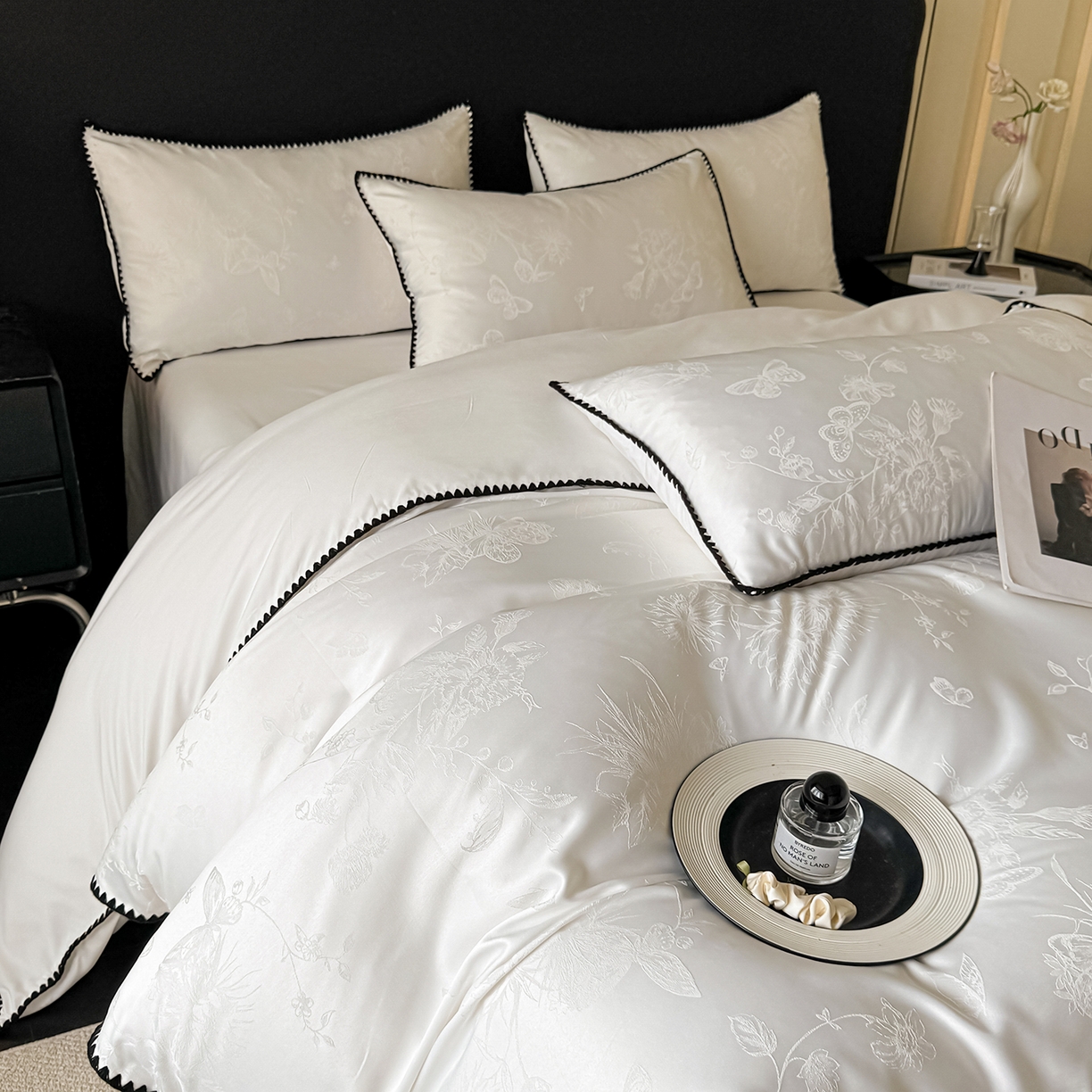 91家纺网 家纺一手货源 找家纺 （总）置顶家纺 2026新款亲肤提花贝壳边四件套-初柠