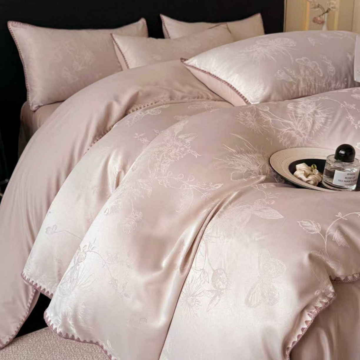 91家纺网 家纺一手货源 找家纺 置顶家纺 2026新款亲肤提花贝壳边四件套-初柠 初柠-玉咖