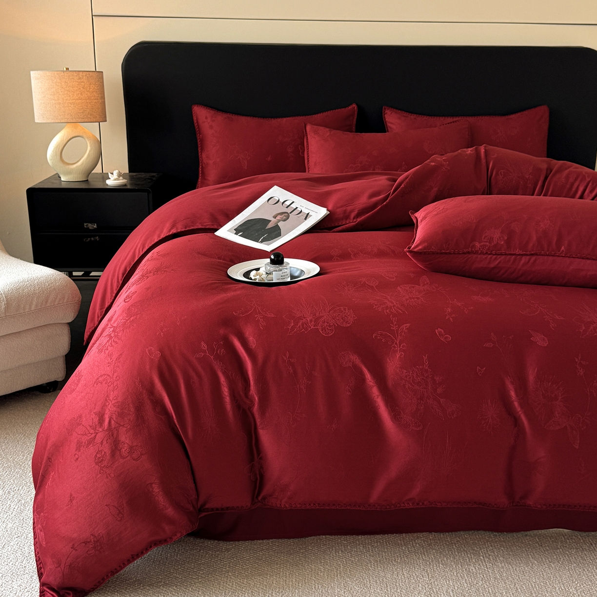 91家纺网 家纺一手货源 找家纺 （总）置顶家纺 2026新款亲肤提花贝壳边四件套-初柠