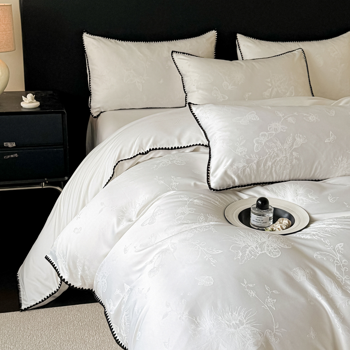 91家纺网 家纺一手货源 找家纺 （总）置顶家纺 2026新款亲肤提花贝壳边四件套-初柠