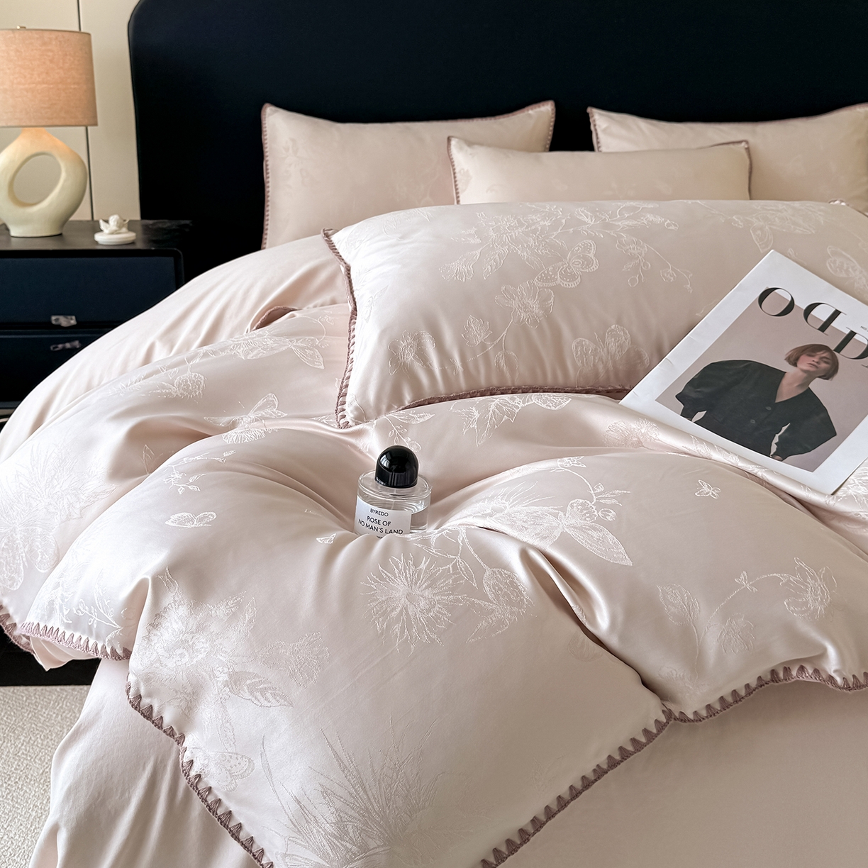 91家纺网 家纺一手货源 找家纺 置顶家纺 2026新款亲肤提花贝壳边四件套-初柠 初柠-玉咖