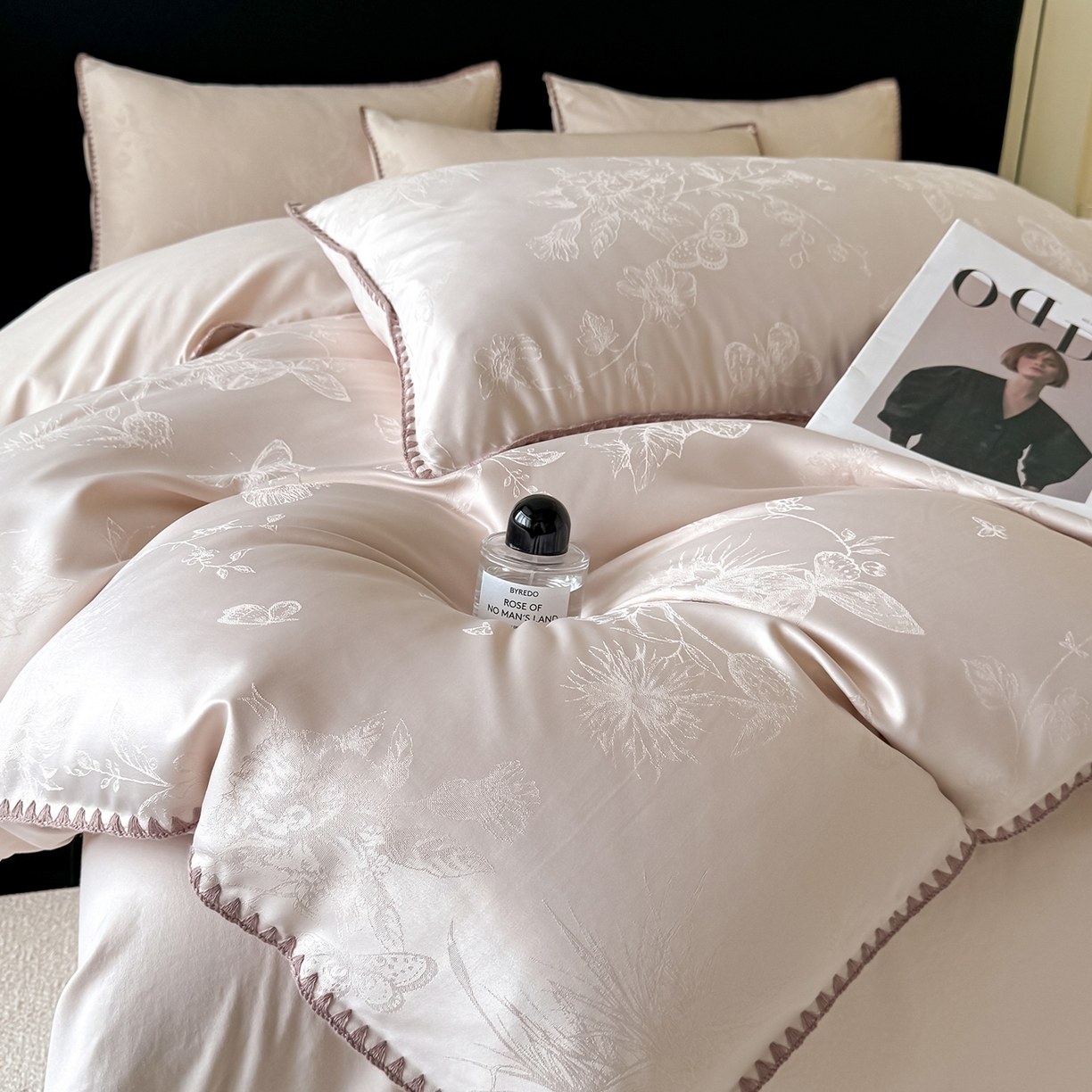 91家纺网 家纺一手货源 找家纺 置顶家纺 2026新款亲肤提花贝壳边四件套-初柠 初柠-玉咖