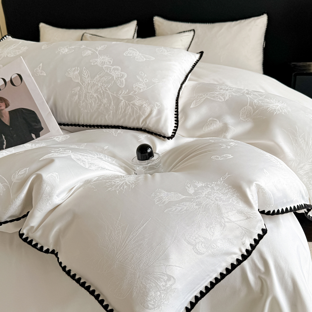 91家纺网 家纺一手货源 找家纺 （总）置顶家纺 2026新款亲肤提花贝壳边四件套-初柠