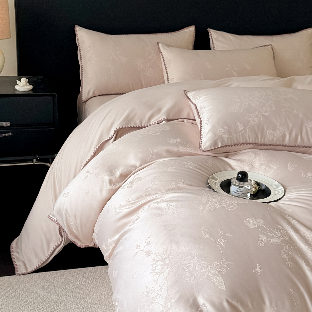 91家纺网 家纺一手货源 找家纺 置顶家纺 2026新款亲肤提花贝壳边四件套-初柠 初柠-玉咖