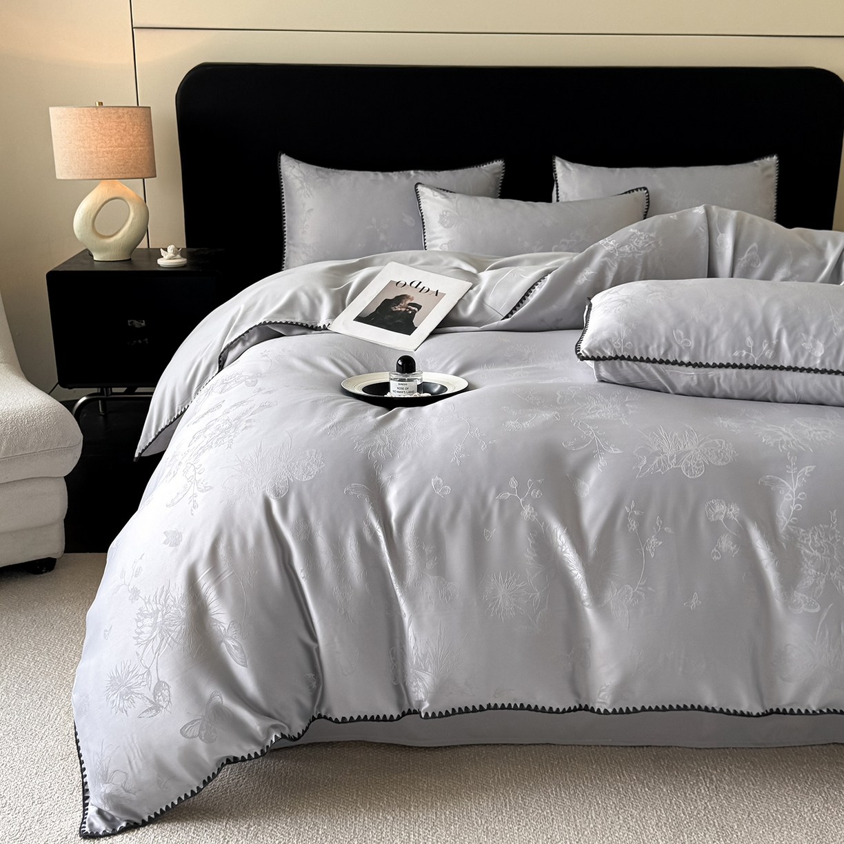 91家纺网 家纺一手货源 找家纺 （总）置顶家纺 2026新款亲肤提花贝壳边四件套-初柠