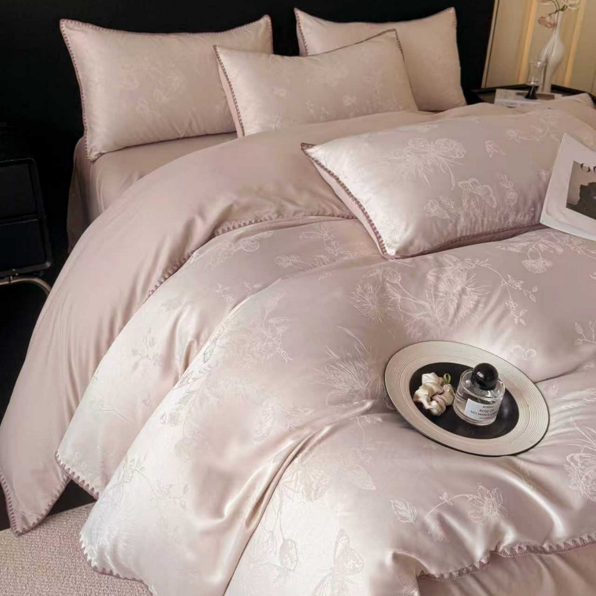 91家纺网 家纺一手货源 找家纺 置顶家纺 2026新款亲肤提花贝壳边四件套-初柠 初柠-玉咖