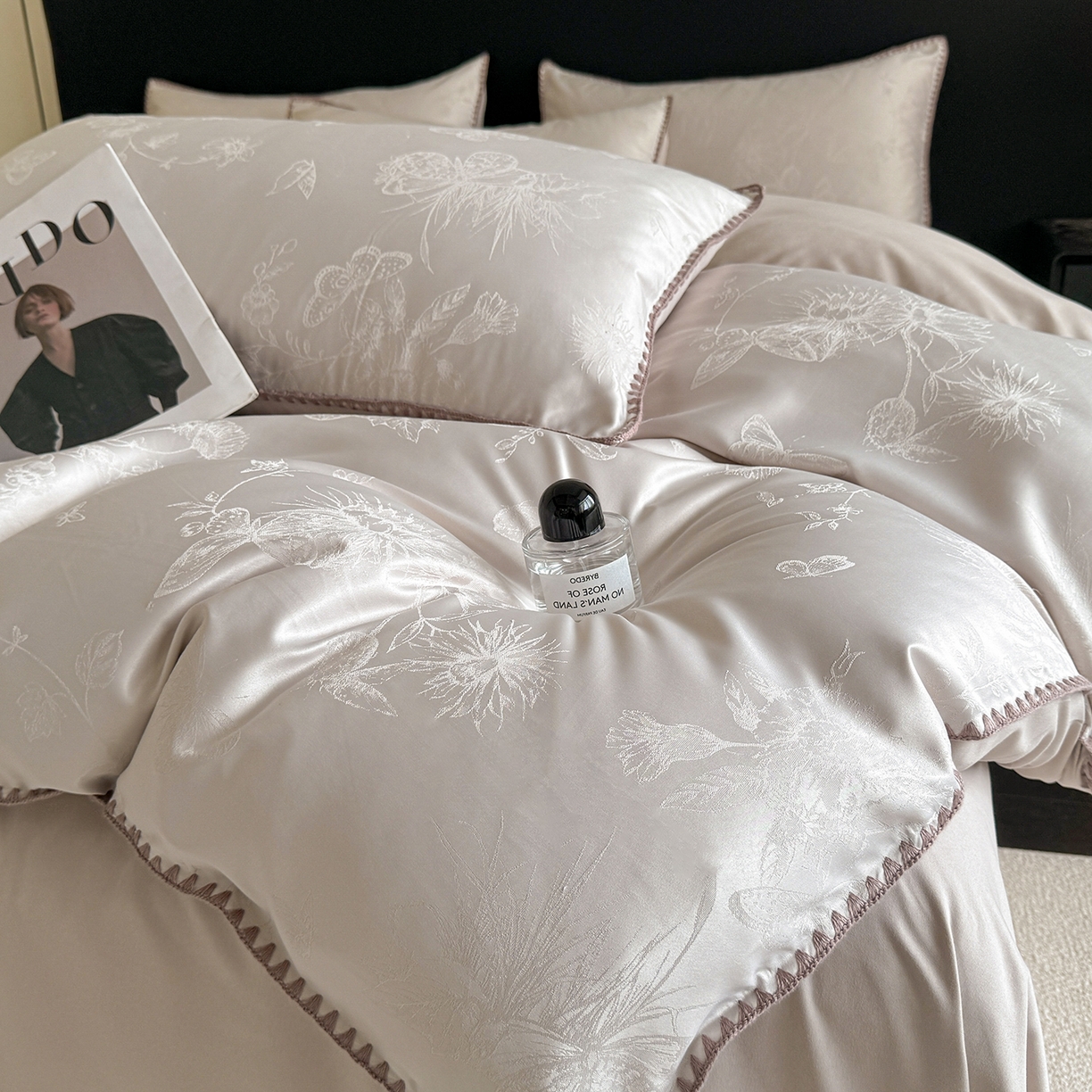 91家纺网 家纺一手货源 找家纺 置顶家纺 2026新款亲肤提花贝壳边四件套-初柠 初柠-奶咖