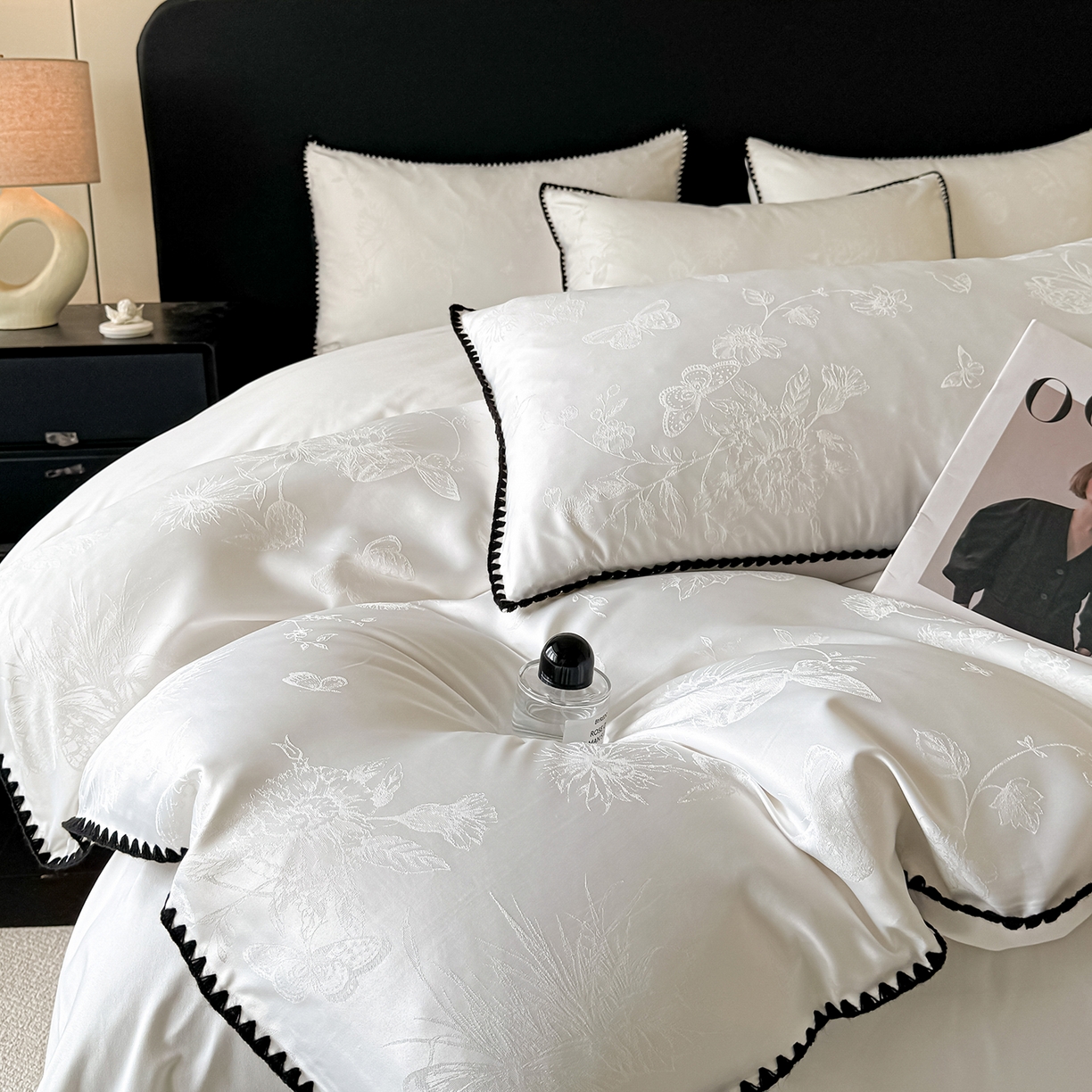 91家纺网 家纺一手货源 找家纺 （总）置顶家纺 2026新款亲肤提花贝壳边四件套-初柠