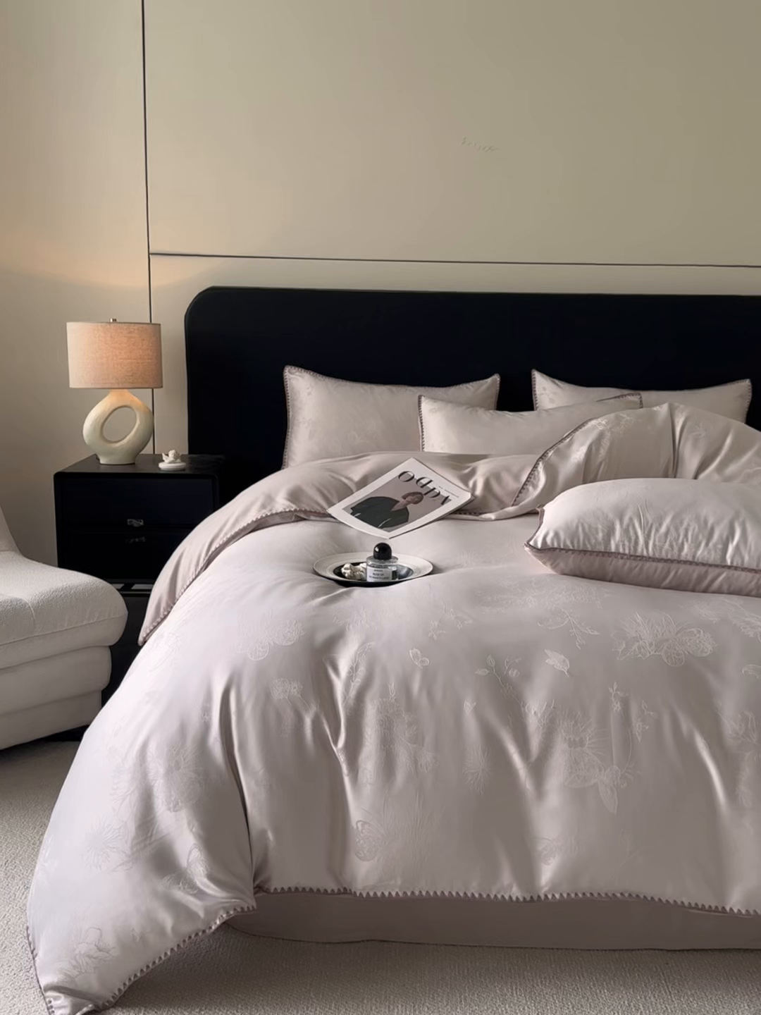 91家纺网 家纺一手货源 找家纺 置顶家纺 2026新款亲肤提花贝壳边四件套-初柠 初柠-玉咖