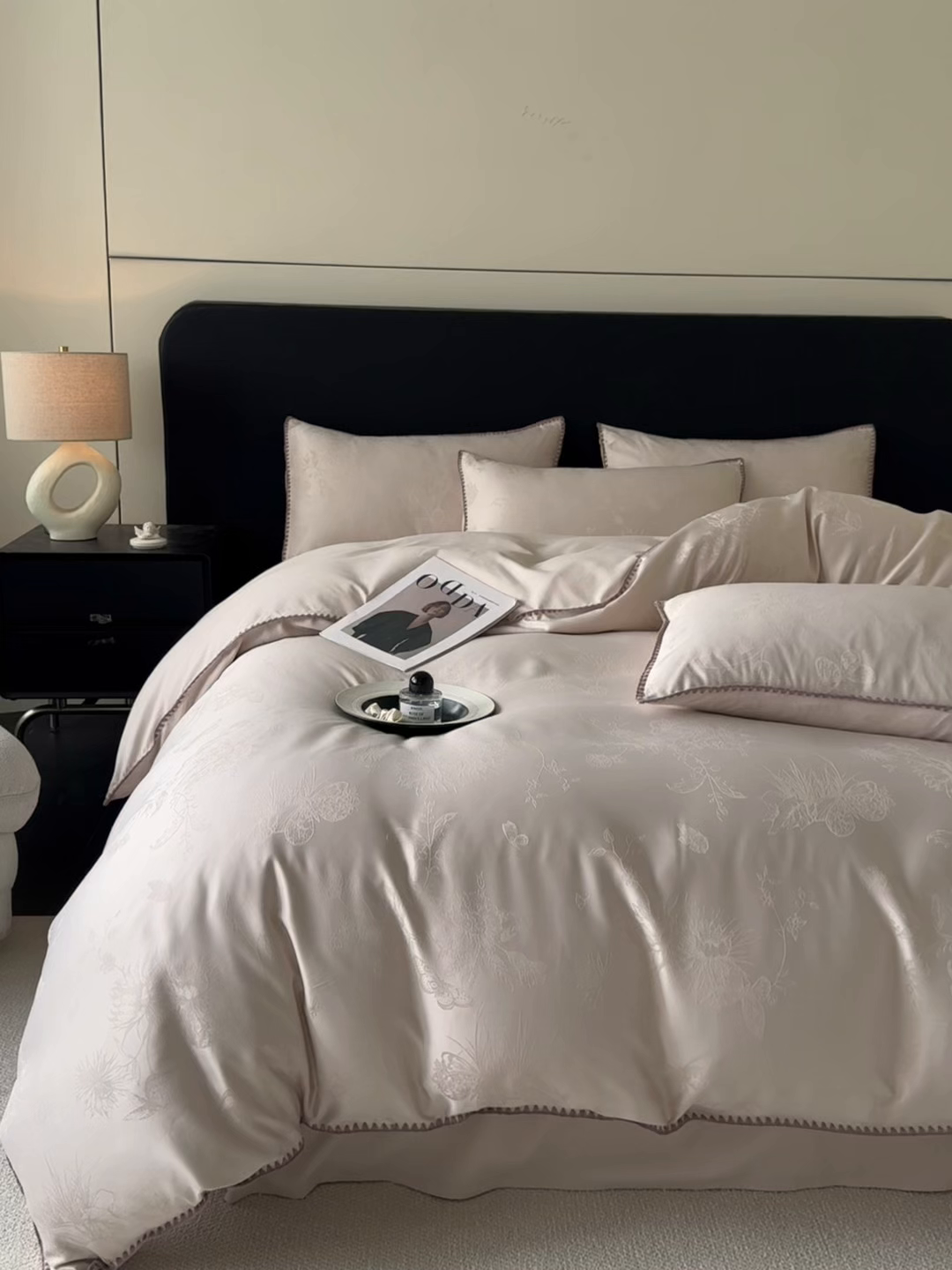 91家纺网 家纺一手货源 找家纺 置顶家纺 2026新款亲肤提花贝壳边四件套-初柠 初柠-奶咖