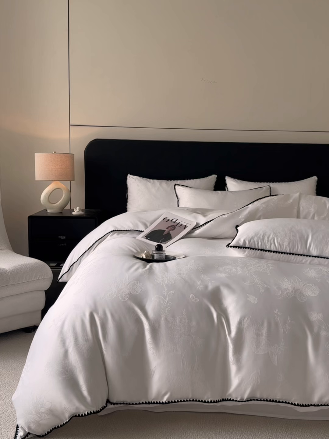 91家纺网 家纺一手货源 找家纺 （总）置顶家纺 2026新款亲肤提花贝壳边四件套-初柠