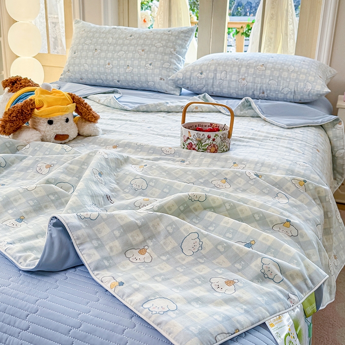 91家纺网 家纺一手货源 找家纺 （总）木楌家居 2026新款全棉纱布云感冰冰被床盖四件套系列