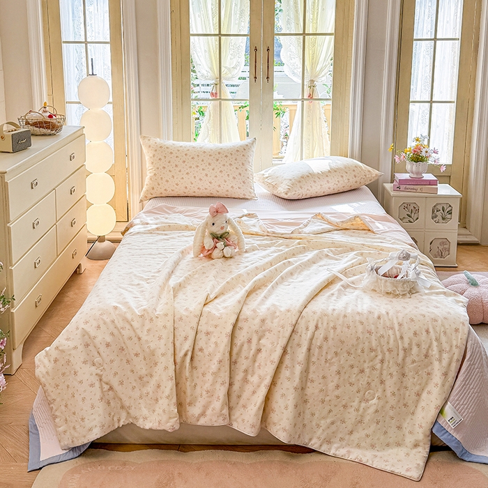 91家纺网 家纺一手货源 找家纺 （总）木楌家居 2026新款全棉纱布云感冰冰被床盖四件套系列