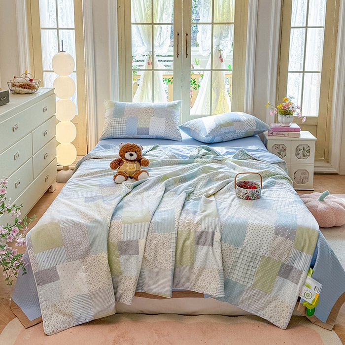 91家纺网 家纺一手货源 找家纺 （总）木楌家居 2026新款全棉纱布云感冰冰被床盖四件套系列