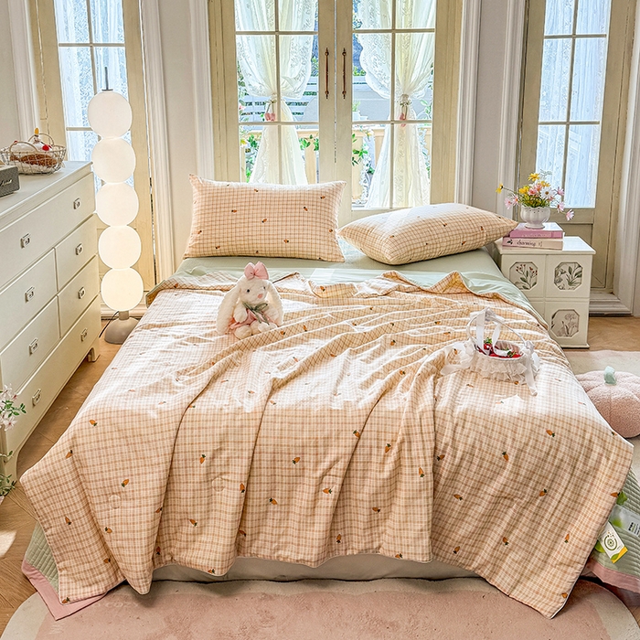 91家纺网 家纺一手货源 找家纺 （总）木楌家居 2026新款全棉纱布云感冰冰被床盖四件套系列