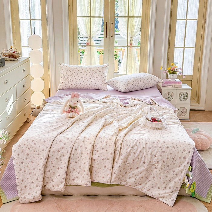 91家纺网 家纺一手货源 找家纺 （总）木楌家居 2026新款全棉纱布云感冰冰被床盖四件套系列