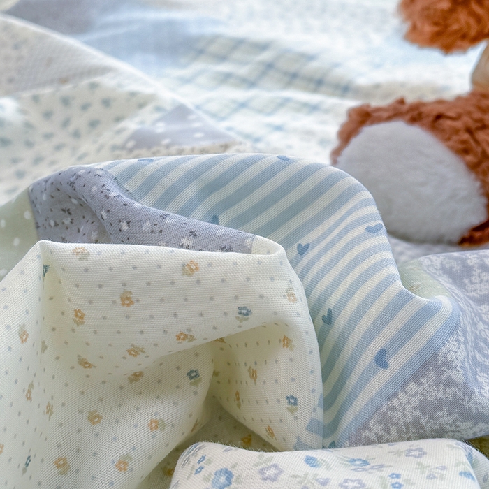 91家纺网 家纺一手货源 找家纺 木楌家居 2026新款全棉纱布云感冰冰被床盖四件套系列 兰颜