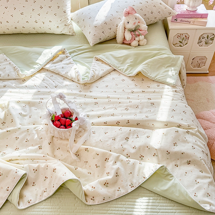 91家纺网 家纺一手货源 找家纺 木楌家居 2026新款全棉纱布云感冰冰被床盖四件套系列 时光里