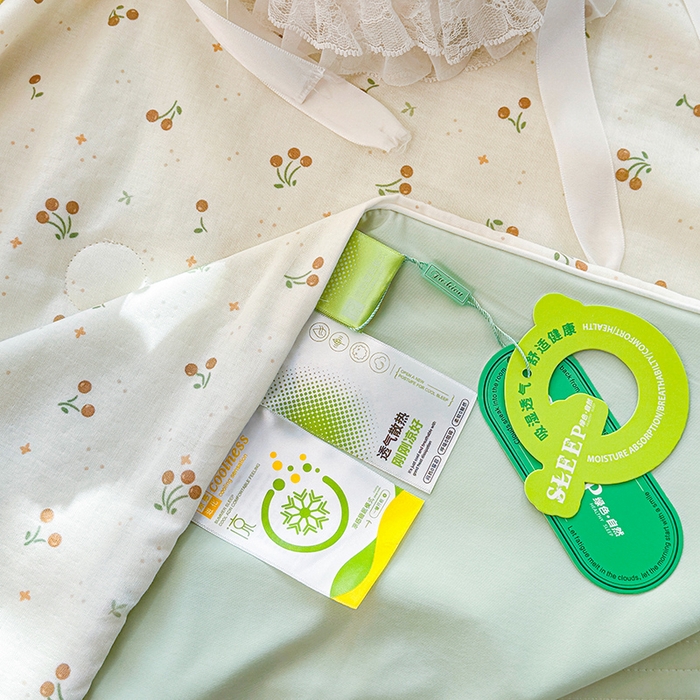 91家纺网 家纺一手货源 找家纺 木楌家居 2026新款全棉纱布云感冰冰被床盖四件套系列 时光里