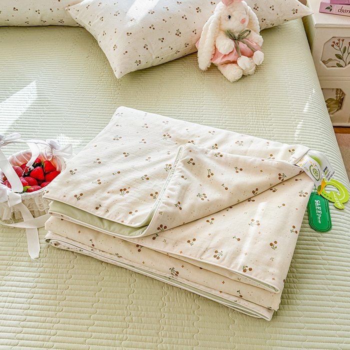 91家纺网 家纺一手货源 找家纺 木楌家居 2026新款全棉纱布云感冰冰被床盖四件套系列 时光里