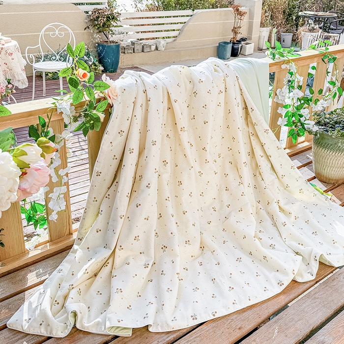 91家纺网 家纺一手货源 找家纺 木楌家居 2026新款全棉纱布云感冰冰被床盖四件套系列 时光里