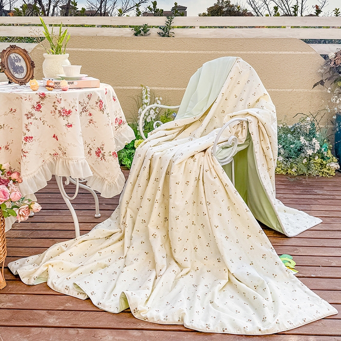 91家纺网 家纺一手货源 找家纺 木楌家居 2026新款全棉纱布云感冰冰被床盖四件套系列 时光里