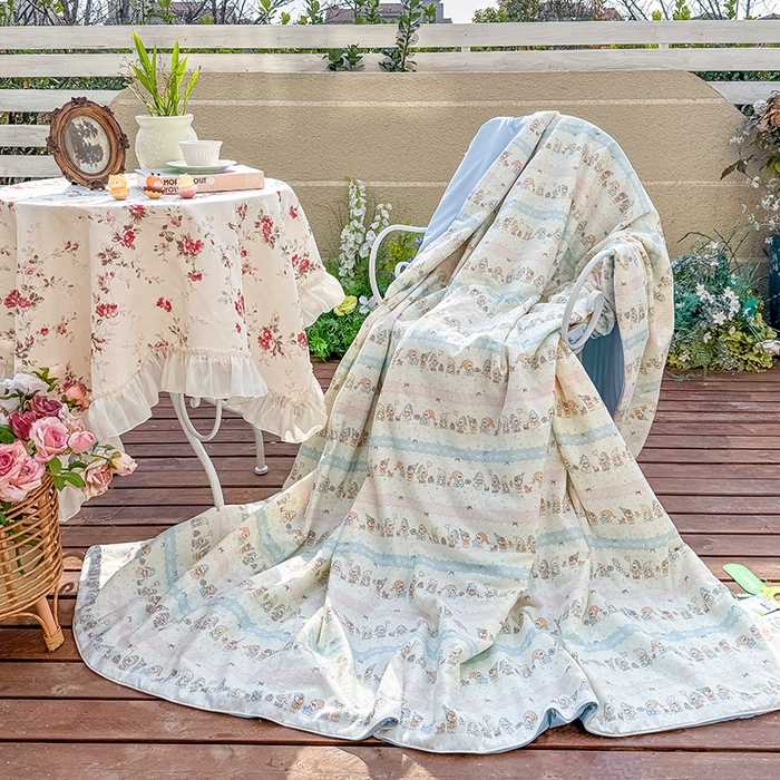 91家纺网 家纺一手货源 找家纺 木楌家居 2026新款全棉纱布云感冰冰被床盖四件套系列 小星星