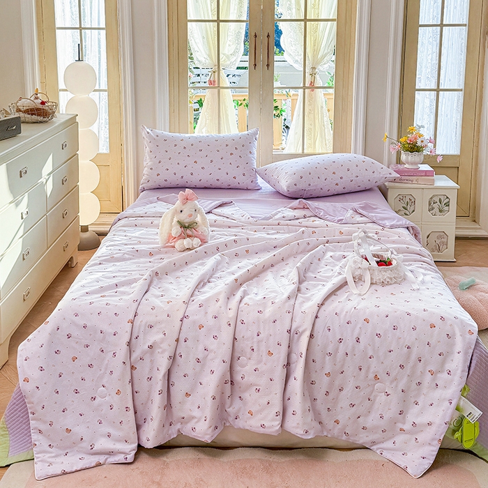 木楌家居 2026新款全棉纱布云感冰冰被床盖四件套系列 樱桃熊