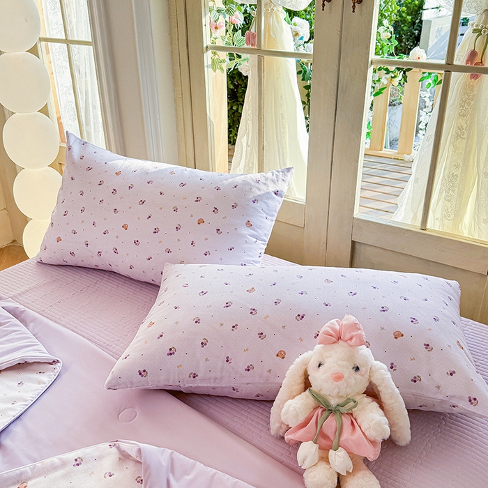 91家纺网 家纺一手货源 找家纺 木楌家居 2026新款全棉纱布云感冰冰被床盖四件套系列 樱桃熊