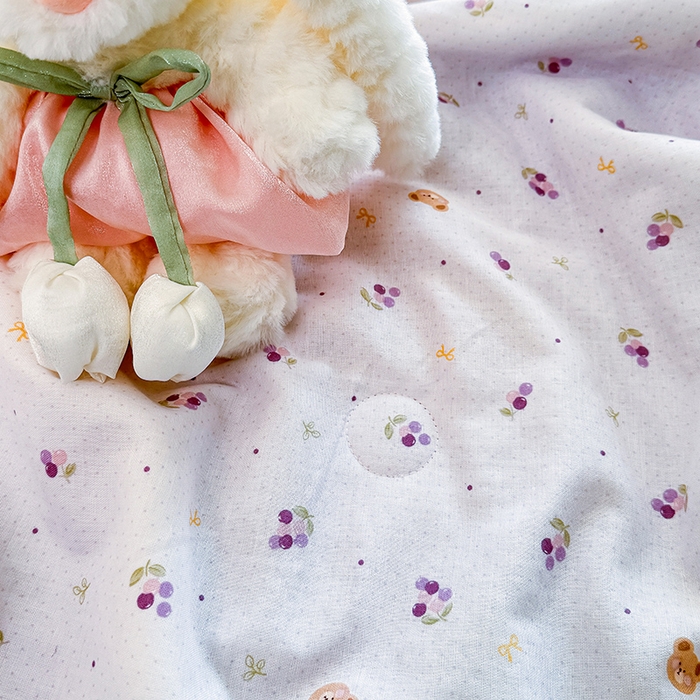 91家纺网 家纺一手货源 找家纺 木楌家居 2026新款全棉纱布云感冰冰被床盖四件套系列 樱桃熊