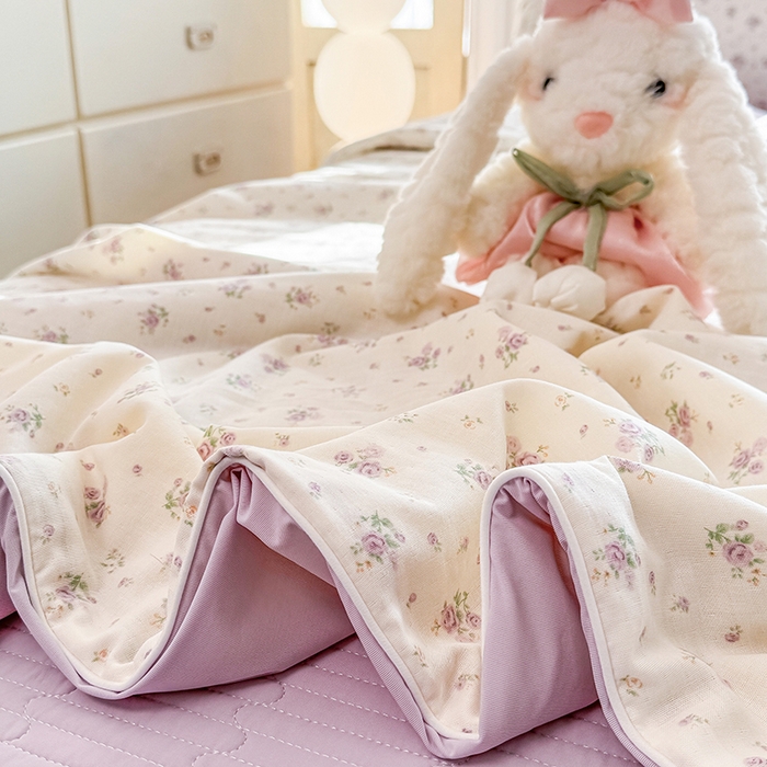 91家纺网 家纺一手货源 找家纺 木楌家居 2026新款全棉纱布云感冰冰被床盖四件套系列 云瑾