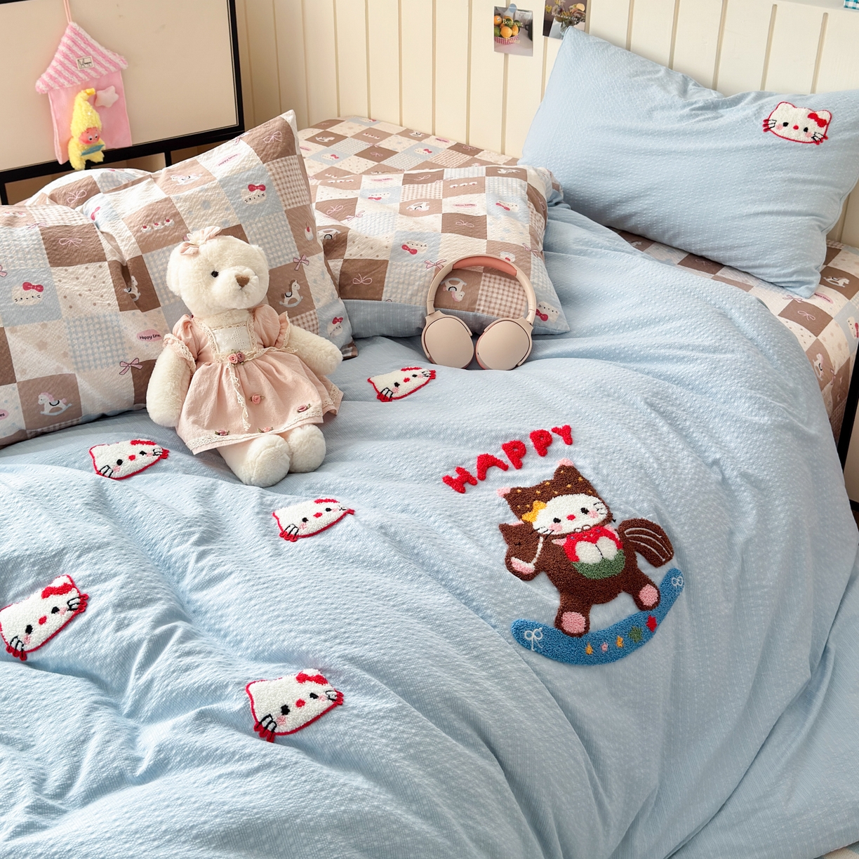 91家纺网 家纺一手货源 找家纺 （总）橙意 2026新款高克重A类泡芙纱毛巾绣四件套