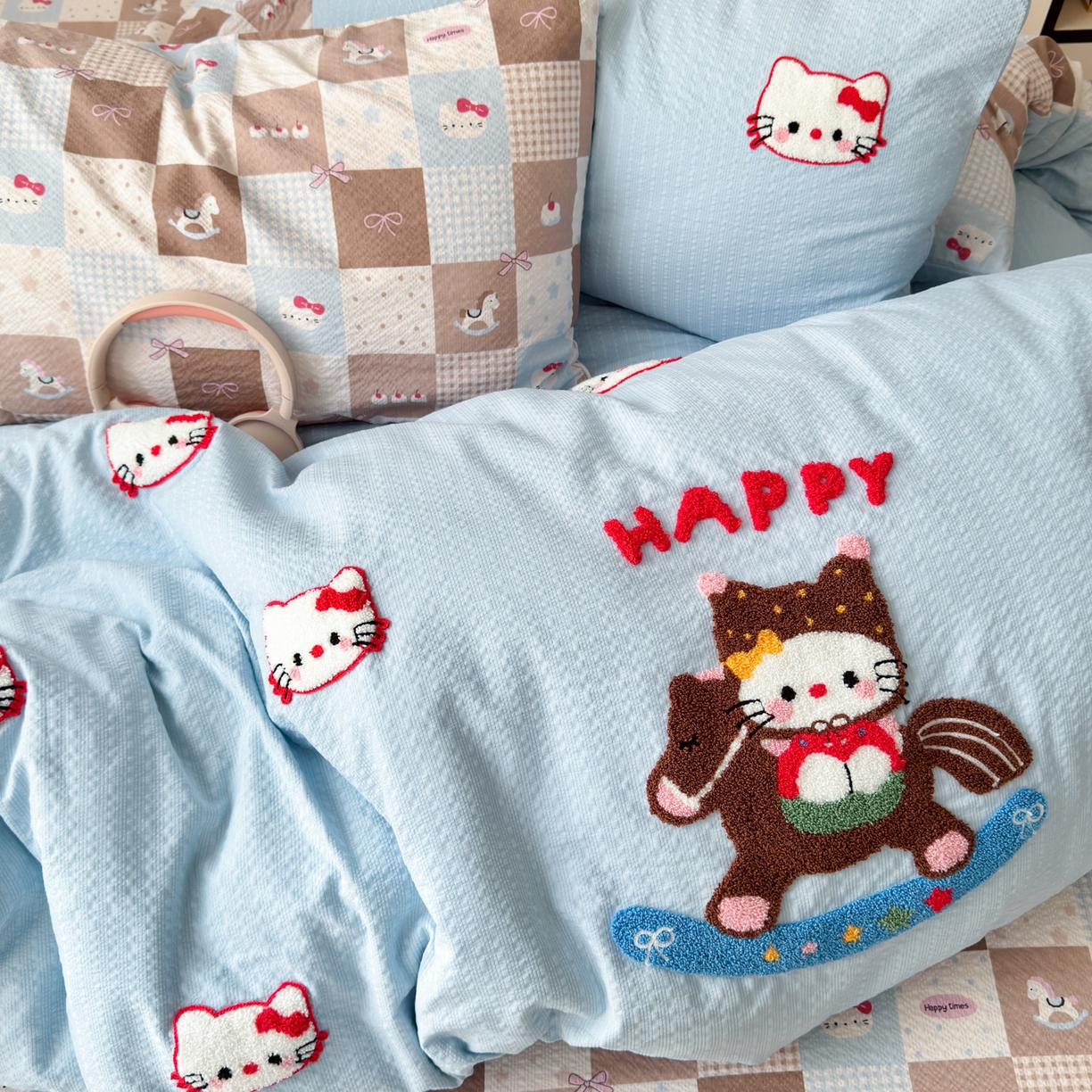 91家纺网 家纺一手货源 找家纺 （总）橙意 2026新款高克重A类泡芙纱毛巾绣四件套