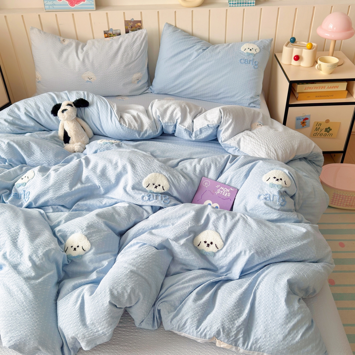 91家纺网 家纺一手货源 找家纺 （总）橙意 2026新款高克重A类泡芙纱毛巾绣四件套