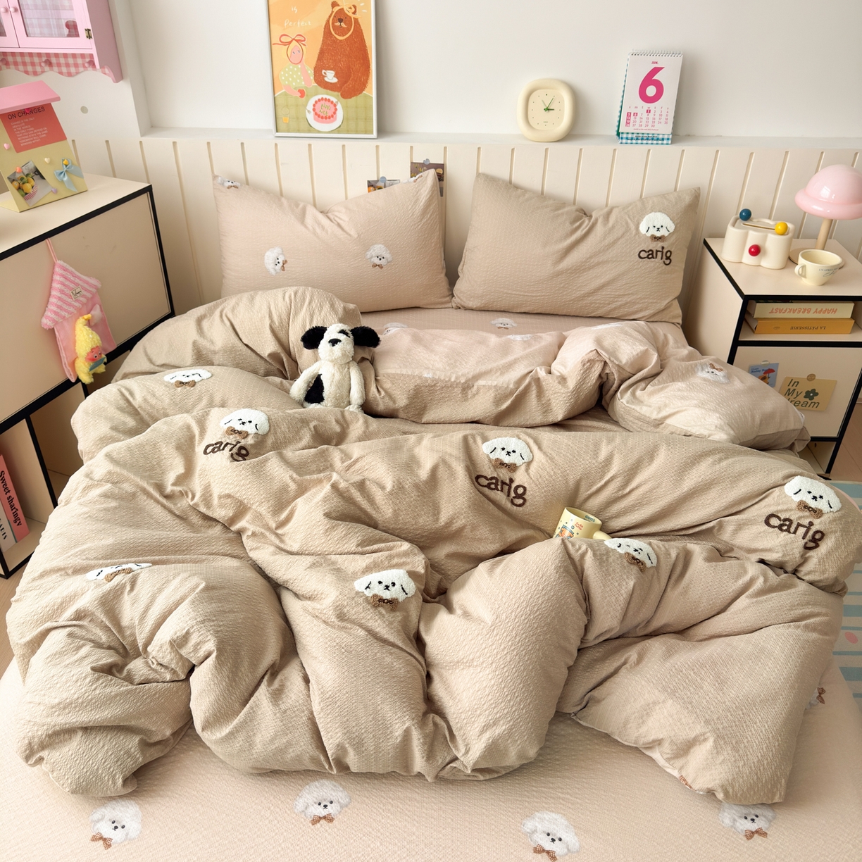 91家纺网 家纺一手货源 找家纺 （总）橙意 2026新款高克重A类泡芙纱毛巾绣四件套