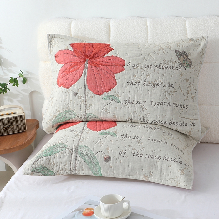 91家纺网 家纺一手货源 找家纺 娇兰毛巾 2026新款7A抗菌全棉A类加厚五层纱布加双绑带枕巾 爱在左边